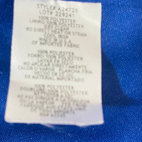 BETSY & ADAM sz 10 L blue silver chiffon long sleeve ruffle hi low dress NWT B53 - Picture 6 of 9